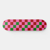 Rot Pink Grün Kariertes Musterdesign Skateboard (Horizontal)