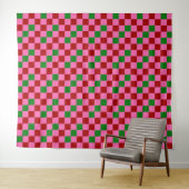 Rot Pink Grün Kariertes Musterdesign  Wandteppich (Beispiel (Horizontal))
