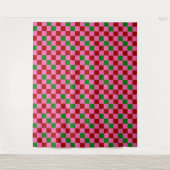 Rot Pink Grün Kariertes Musterdesign  Wandteppich (Vorderseite)