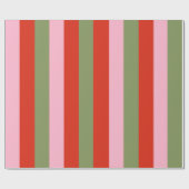 Rot Pink Grün Streifen Geschenkpapier (Flach)