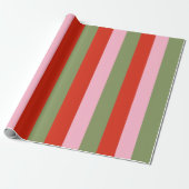 Rot Pink Grün Streifen Geschenkpapier (Ungerollt)