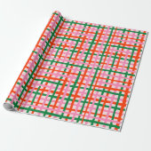 Rot Pink Grün Streifen Geschenkpapier (Ungerollt)