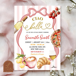 Rot Pink Kokette Streifen Italien Ciao Bella Braut Einladung