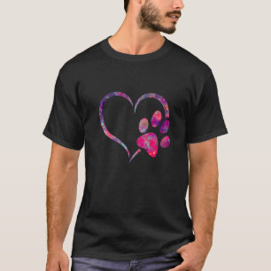 rot pink lila Hund Katze Pfotenabdruck Herz Welpe T-Shirt