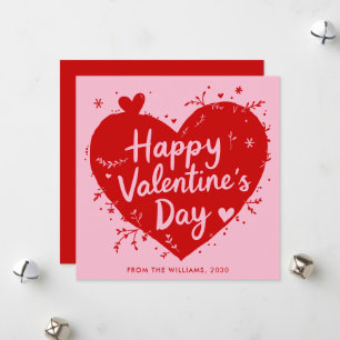 Rot Pink Modernes Herz Frohen Valentinstag Feiertagskarte