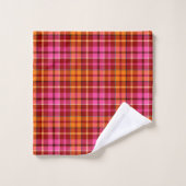 Rot Pink Orange Karo Tartan Design Badhandtuch Set (Waschlappen)