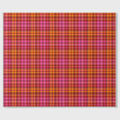 Rot Pink Orange Karo Tartan Design Geschenkpapier (Flach)