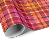 Rot Pink Orange Karo Tartan Design Geschenkpapier (Rolleneckpunkt)