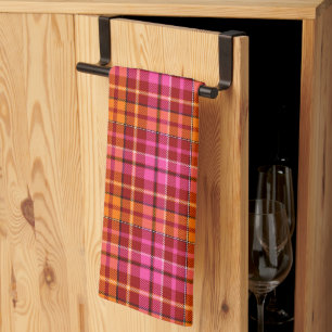 Rot Pink Orange Karo Tartan Design Geschirrtuch