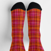 Rot Pink Orange Karo Tartan Design  Socken (Oben)