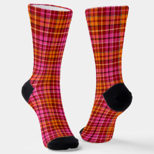 Rot Pink Orange Karo Tartan Design  Socken