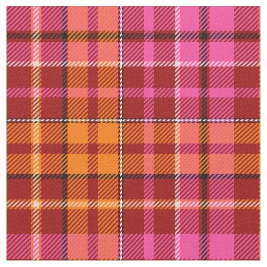 Rot Pink Orange Karo Tartan Design Stoff (Nahaufnahme)