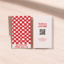 Rot Pink Schachbrettmuster QR-Code Handmade
