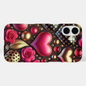 ROT PINK SCHWARZ GOLD VALENTINE HERZEN Case-Mate iPhone HÜLLE (Rückseite (Horizontal))