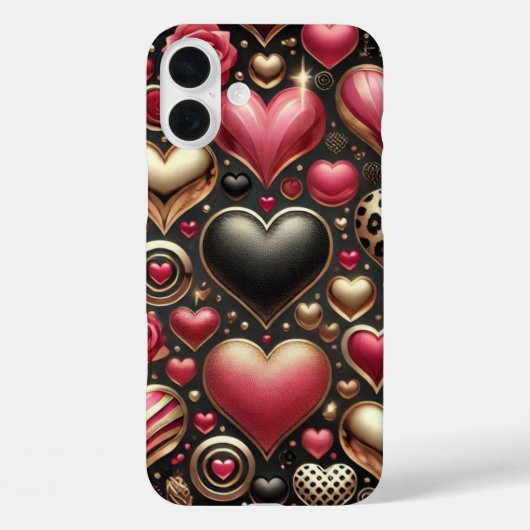 ROT PINK SCHWARZ GOLD VALENTINE HERZEN Case-Mate iPhone HÜLLE (Rückseite)