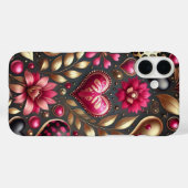 ROT PINK SCHWARZ GOLD VALENTINE HERZEN Case-Mate iPhone HÜLLE (Rückseite (Horizontal))