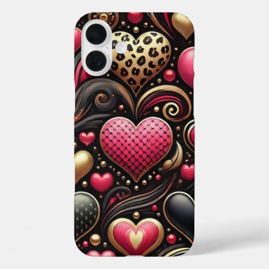 ROT PINK SCHWARZ GOLD VALENTINE HERZEN Case-Mate iPhone HÜLLE (Rückseite)