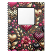 ROT PINK SCHWARZ GOLD VALENTINE LIEBE HERZEN NOTIZBLOCK (Vorderseite)