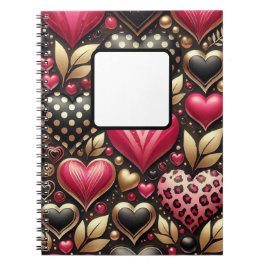 ROT PINK SCHWARZ GOLD VALENTINE LIEBE HERZEN NOTIZBLOCK