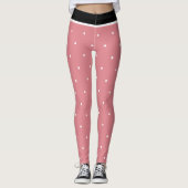 Rot Pink Schwarz Weiß Punkte Leggings (Vorderseite)