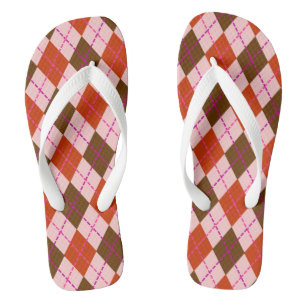 Rot Pink und Braun Argyle-Muster Badesandalen