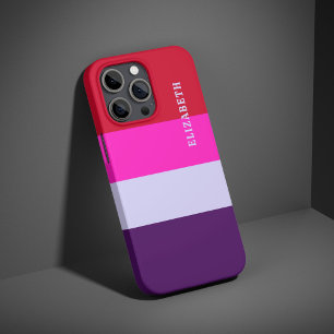 Rot, Pink und Lila Streifenmuster iPhone 16 Pro Hülle