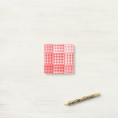 Rot Pink Weiß Karo Patchwork Muster Post-it Klebezettel (Auf Schreibtisch)
