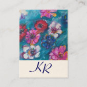 ROT PINK WEISSE, FARBHAFTE BLUME IM BLAUEN MONOGRA VISITENKARTE (Rückseite)