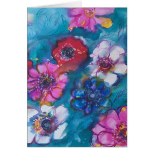 ROT PINK WEISSE, FARBHAFTE BLUME IN BLAU