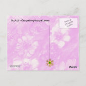 ROT PINK WEISSE, FARBHAFTE BLUME IN BLAU POSTKARTE (Rückseite)