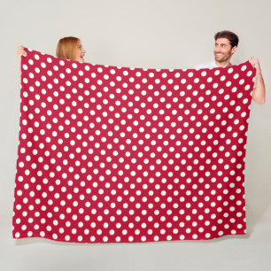 Rot + Polka Weiße Punkte Fleecedecke
