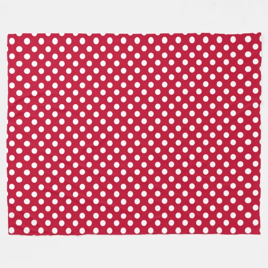 Rot + Polka Weiße Punkte Fleecedecke (Vorderseite (Horizontal))