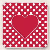 Rot + Polka Weiße Punkte Getränkeuntersetzer (Vorderseite)