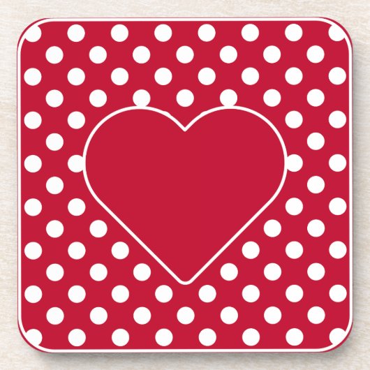 Rot + Polka Weiße Punkte Getränkeuntersetzer (Vorderseite)