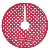 Rot + Polka Weiße Punkte Polyester Weihnachtsbaumdecke (Vorderseite)