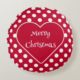 Rot + Polka Weiße Punkte Rundes Kissen