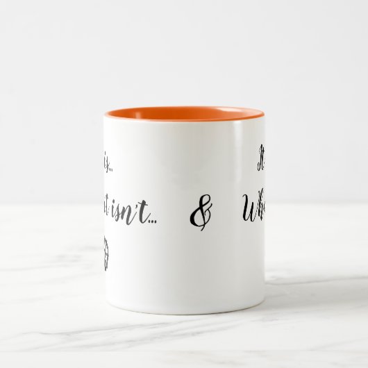 Rot punktiert LOGO, "es ist…" WEISSES w/ORANGE Zweifarbige Tasse (Mittel)