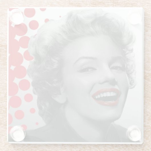 Rot punktiert Marilyn Glasuntersetzer (Rückseite)