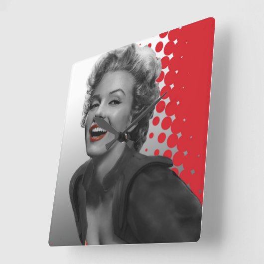 Rot punktiert Marilyn Quadratische Wanduhr (Winkel)