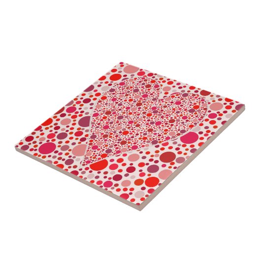 Rot punktiert Mosaik Herz-Formrosa-Tupfen Fliese (Seite)