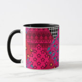 Rot Purpurrot Farbige Patchworkarbeit Tasse (Links)