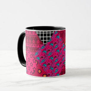 Rot  Purpurrot  Farbige Patchworkarbeit   Tasse