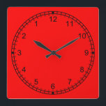 Rot Quadratische Wanduhr<br><div class="desc">Hex-Code: FF0000. Wir tun alles,  um die Farbe,  die Sie sehen,  zu entsprechen,  können jedoch nicht garantieren,  eine 100% Farbanpassung,  da bestimmte Farben auf dem Bildschirm oder bei der Herstellung anders aussehen.</div>