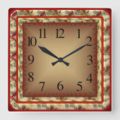 Rot Quadratische Wanduhr (Vorderseite)