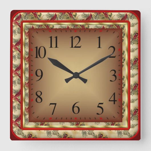 Rot Quadratische Wanduhr (Vorderseite)