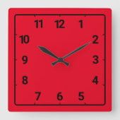 Rot Quadratische Wanduhr (Vorderseite)