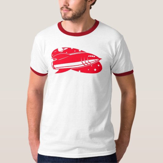 rot-Rakete-Retro T-Shirt (Vorderseite)