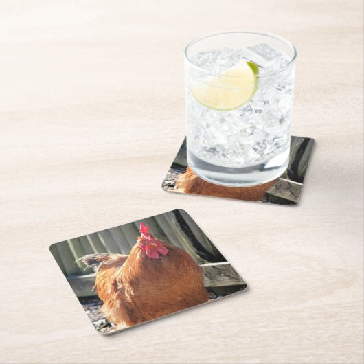 Rot Rechteckiger Pappuntersetzer (Vor Ort)