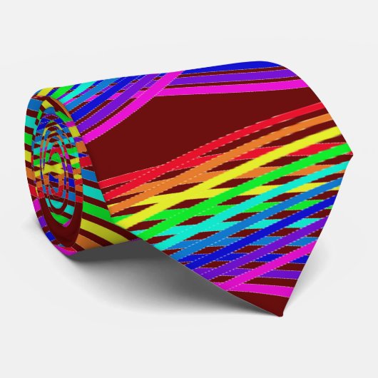 (Rot) Regenbogenfarben Abstrakt Krawatte (Gerollt)