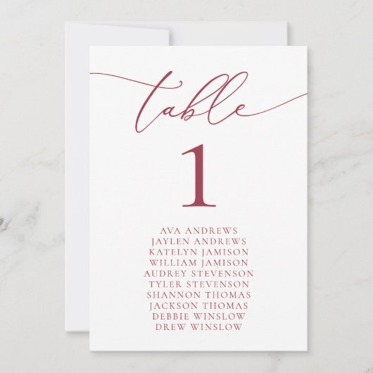 Rot-Romantische Tischnummer (Vorderseite)